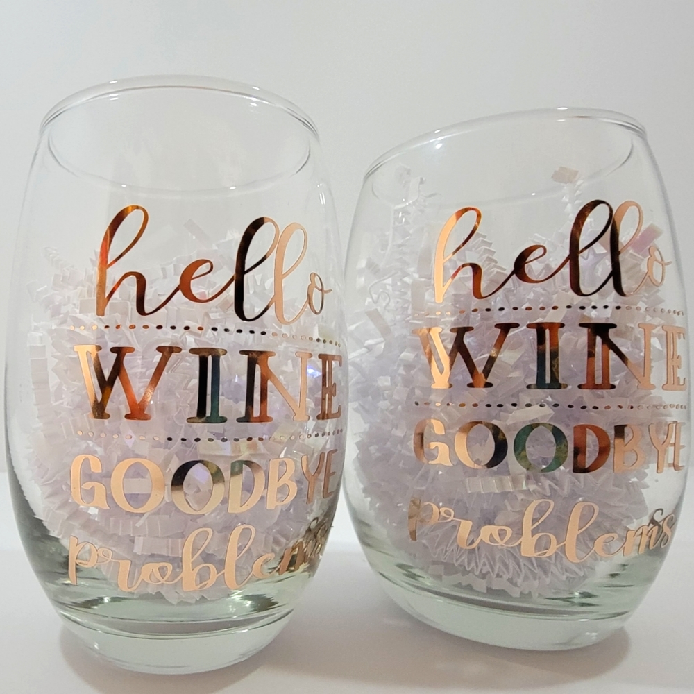 Set of New Stemless Wine Glasses